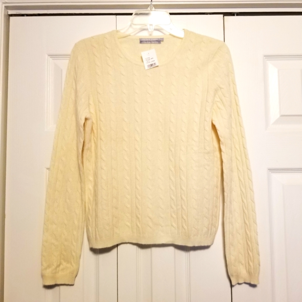 Colour Works Cable Knit Cashmere Crew Neck Sweater NWT